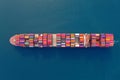 Aerial view of container cargo ship in sea. Royalty Free Stock Photo