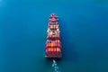 Aerial view of container cargo ship in sea. Royalty Free Stock Photo