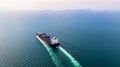 Aerial view container ship, Global business import export commerce trade logistic transportation worldwide by container cargo ship Royalty Free Stock Photo
