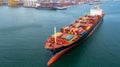 Aerial view container ship global business logistics import export worldwide, Shipping container cargo vessel freight, Commercial