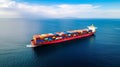 Aerial view of Container ship on the ocean generative AI Royalty Free Stock Photo