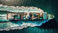 Aerial view of a container ship in the ocean. Top view. generated AI Royalty Free Stock Photo
