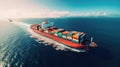 Aerial view container ship in port at container terminal port, Ship of container ship stand in terminal port on loading, unloading Royalty Free Stock Photo