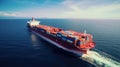 Aerial view container ship in port at container terminal port, Ship of container ship stand in terminal port on loading, unloading