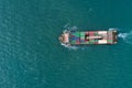 Aerial view container ship to sea port loading container for import export or transportation. shipping business logistic. Trade