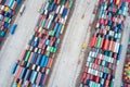 Aerial view of container stack yards