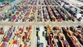 Aerial view of the containers logistic area in Valencia harbor.