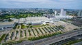 Aerial view of convention hall in bangna road outskirt bangkok t Royalty Free Stock Photo