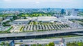 Aerial view of convention hall in bangna road outskirt bangkok t