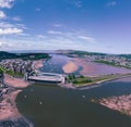 Aerial view of Conwy Castle with bridges. North Wales, United Kingdom. Royalty Free Stock Photo