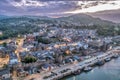 Aerial view with Conwy town and the medieval castle, the famous landmark of Wales and UK, Royalty Free Stock Photo
