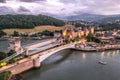 Aerial view with Conwy town and the medieval castle, the famous landmark of Wales and UK, Royalty Free Stock Photo