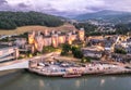 Aerial view with Conwy town and the medieval castle, the famous landmark of Wales and UK, Royalty Free Stock Photo