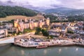 Aerial view with Conwy town and the medieval castle, the famous landmark of Wales and UK, Royalty Free Stock Photo