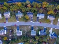 Aerial View of a Cookie Cutter Neighborhood in the Fall