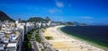 Aerial view of the Copacabana Beach, Forte Duque de Caxias and Sugarloaf Mountain, Rio de Janeiro Royalty Free Stock Photo