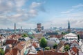 Aerial view of Copenhagen City with Church of Our Lady Vor Frue Kirke and City Hall Square - Copenhagen, Denmark