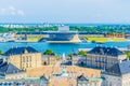 Aerial view of copenhagen including Amalienborg palace and the copenhagen opera house, Denmark