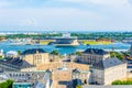 Aerial view of copenhagen including Amalienborg palace and the copenhagen opera house, Denmark