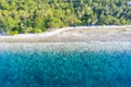 Aerial View of Coral Reef and Remote Island in Indonesia Royalty Free Stock Photo