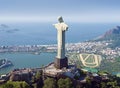 Aerial View of Corcovado Mountain and Christ the Redemeer in Rio Royalty Free Stock Photo