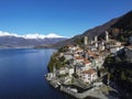 Aerial view of Corenno Plinio a village on Lake Como Royalty Free Stock Photo