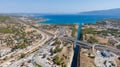 Aerial view of Corinth Canal and Saronic Gulf, Greece Royalty Free Stock Photo