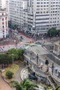 Aerial view of corner Ramos de Azevedo Square with Cha Viaduct in downtown Sao Paulo Royalty Free Stock Photo