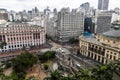 Aerial view of corner Ramos de Azevedo Square with Cha Viaduct in downtown Sao Paulo. Royalty Free Stock Photo