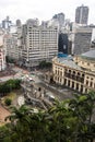 Aerial view of corner Ramos de Azevedo Square with Cha Viaduct in downtown Sao Paulo. Royalty Free Stock Photo