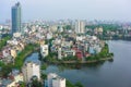 Aerial view of a corner of West Lake Ho Tay in Hanoi, Vietnam