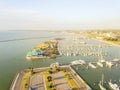 Top view marina along Shoreline Boulevard in Corpus Christi waterfront Royalty Free Stock Photo