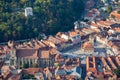 Aerial view of Council Square, Black Church and White Tower in Brasov, Transylvania, Romania Royalty Free Stock Photo