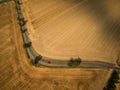 Aerial view of a country road Royalty Free Stock Photo