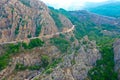 Drone photography of bizarre red rocks in the Calanches above the gulf of Porto, Corsica France Royalty Free Stock Photo