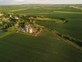 Aerial view of countryside landscape from drone pov Royalty Free Stock Photo