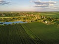 Aerial view of countryside landscape from drone pov Royalty Free Stock Photo