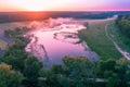 Aerial view of countryside and river Royalty Free Stock Photo