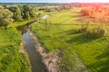 Aerial view of the countryside on a spring sunny day