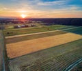 Aerial view of the countrysides in evening Royalty Free Stock Photo