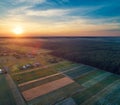 Aerial view of the countrysides in evening Royalty Free Stock Photo