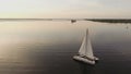 Aerial view of Couple on sailboat