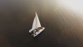 Aerial view of Couple on sailing yacht