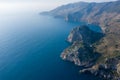 An aerial view of the cove of Gazipasa in Antalya Turkey. Sea and mountains with an open sky.