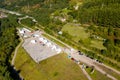 Aerial view of a COVID testing centre