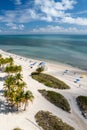 Aerial view of Crandon Park Beach in Key Biscayne on a sunny day in Miami, Florida Royalty Free Stock Photo