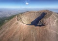 Aerial view of the crater of the Vesuvius volcano