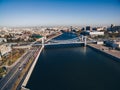 Aerial view of the Crimean Krymsky bridge on Moscow river in Moscow city, Russia Royalty Free Stock Photo