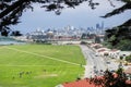 Aerial view of Crissy Field; people playing on the grass Royalty Free Stock Photo