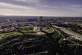 Aerial view of Cristo Rei Christ the King statue in Almada district, Lisbon, Portugal